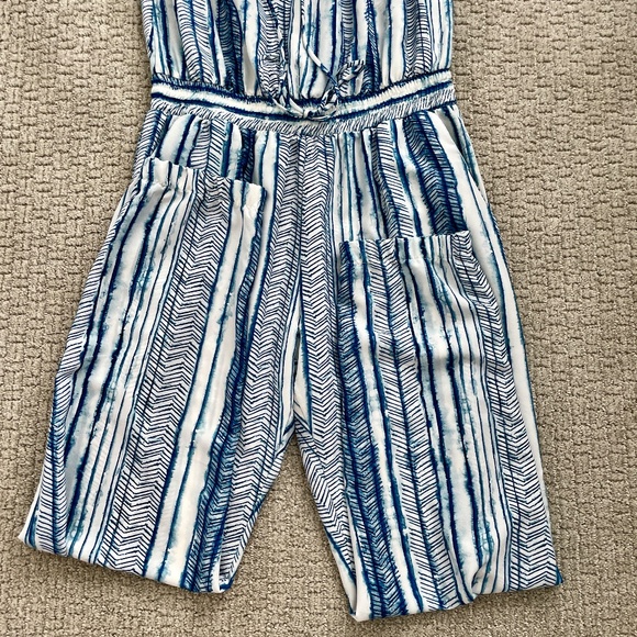 Fab'rik Strapless Jumpsuit, EUC, S, Blue/White, One-piece - Picture 9 of 12